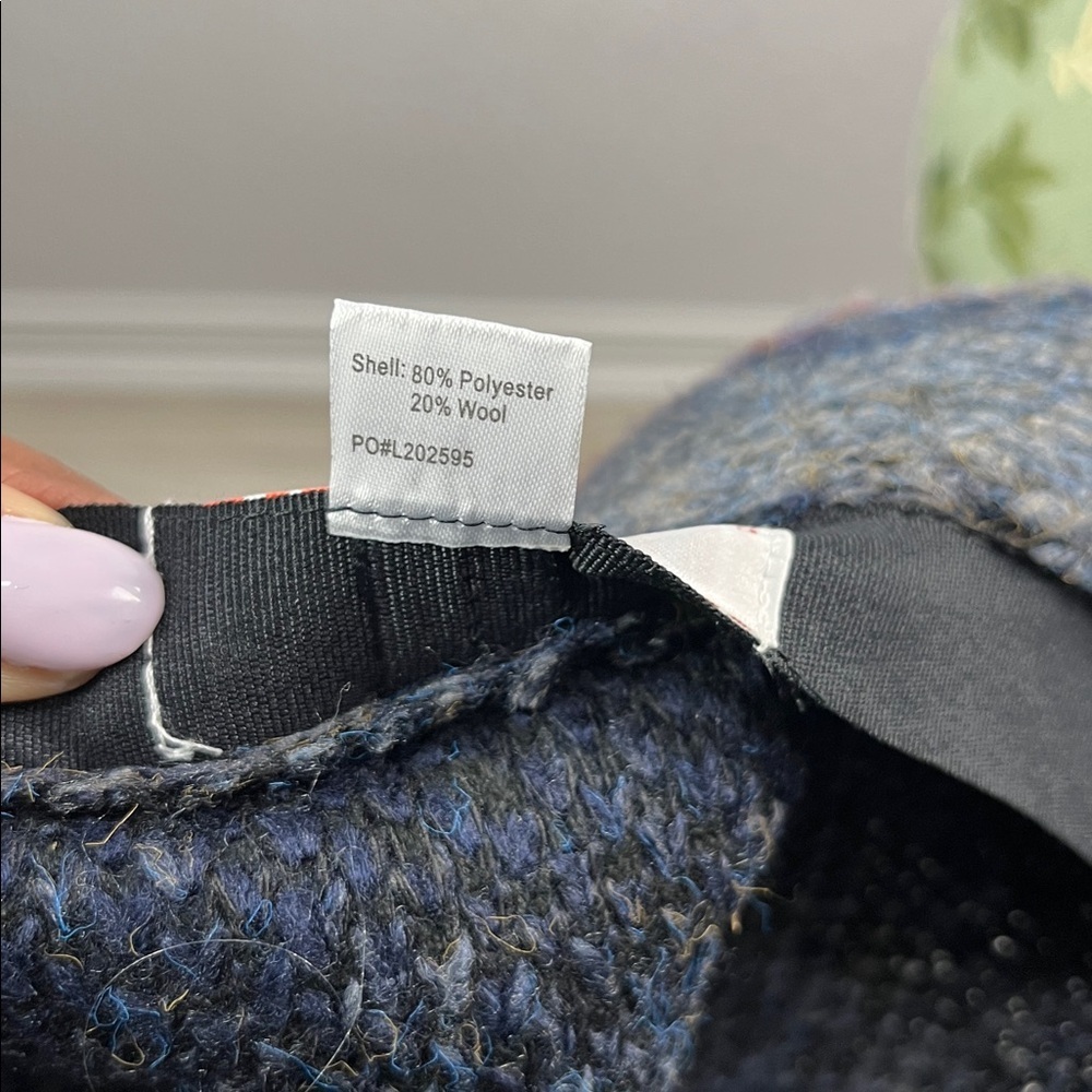 Vintage Four Buttons Blue and Multicolor Wool Blend Bucket Hat Pom Pom accent - Picture 4 of 8